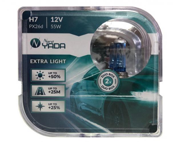 907365 Лампа H7 12V 55W EXTRA LIGHT +50 % Plastic case - 2шт к-т галогенная лампа